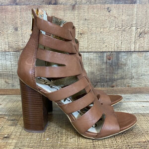 Sam Edelman York Yazmine Gladiator Heels Sandals Womens Size 6.5 M Brown Strappy